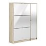 Shoes Shoe Cabinet W. 3 Tilting Doors And 2 Layers + 1 Door Oak Structure