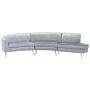 Sofa Light Grey Velvet 4 Seater Back Seat Metal Golden Legs