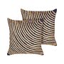 2 Decorative Cushions Beige And Black Cotton 45 X 45 Cm Braided Jute