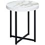 Homcom Round Side Table With Metal Legs, Modern End Table Bedside Table, White