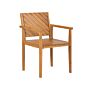 Garden Chair Light Acacia Wood Outdoor With Armrests