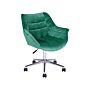 Office Swivel Chair Green Velvet Height Adjustable