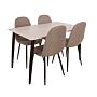 Aspen Rectangular Dining Table, White Marble Effect Foiled Top And 4 X Upholstered Chair Set