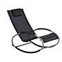 Rocking Sun Lounger Black Steel Runners Garden Rocking Chair With Head Cushion