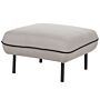 Ottoman Footstool Light Grey Fabric Upholstered Metal Black Legs Square Footstool Padded Black Decorative Edging