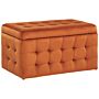 Ottoman Orange Velvet Tufted Upholstery Bedroom Bench With Storage