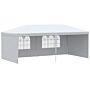 Outsunny 6 X 3 M Party Tent Gazebo Marquee Outdoor Patio Canopy Shelter With Windows And Side Panels White