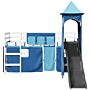 Vidaxl Kids' Loft Bed With Tower Blue 90x200 Cm Solid Wood Pine