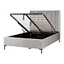 Bed Frame Light Grey Velvet Eu Double Size 4ft6 With Ottoman Storage Padded Headboard Black Metal Legs