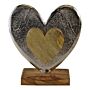 Large Metal And Wood Standing Heart Decoration