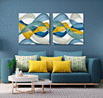 Square Horizontal Bands Ii By Alonzo Saunders - Canvas Print