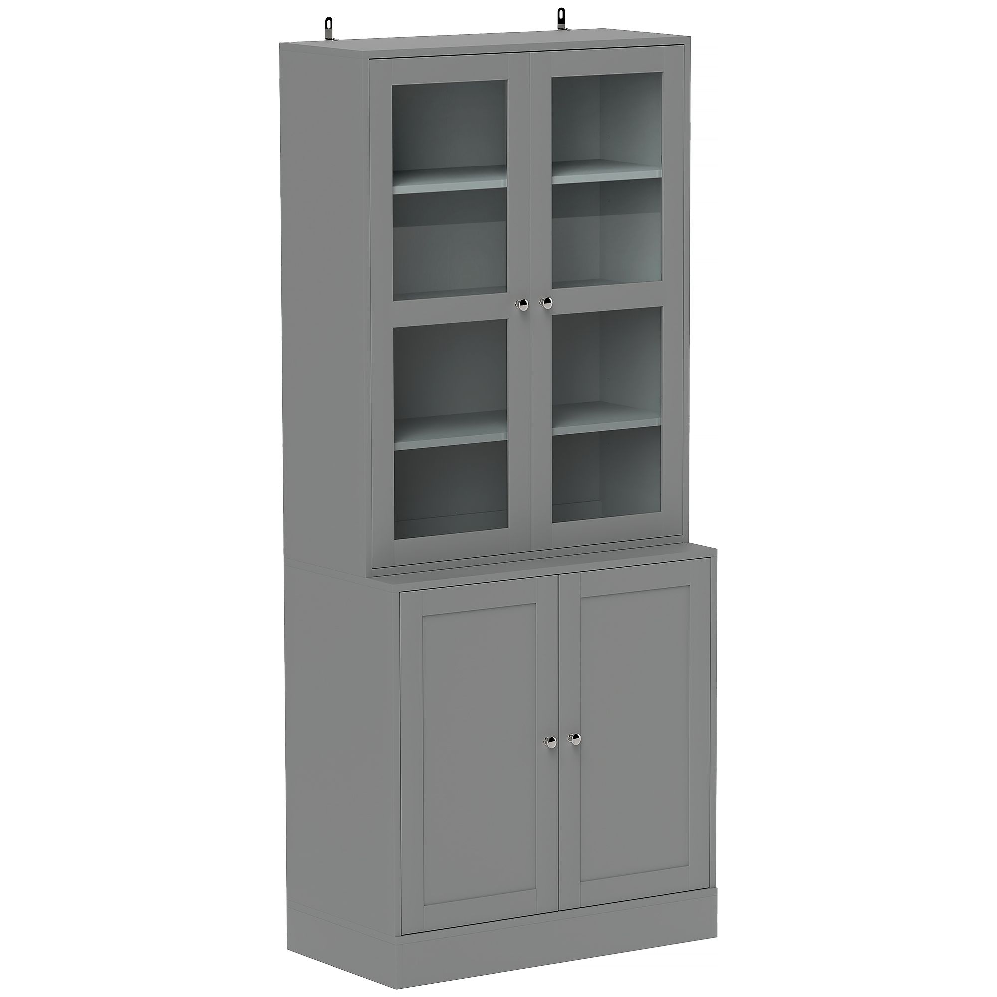 Homcom Double Storage Display Cabinet - Grey