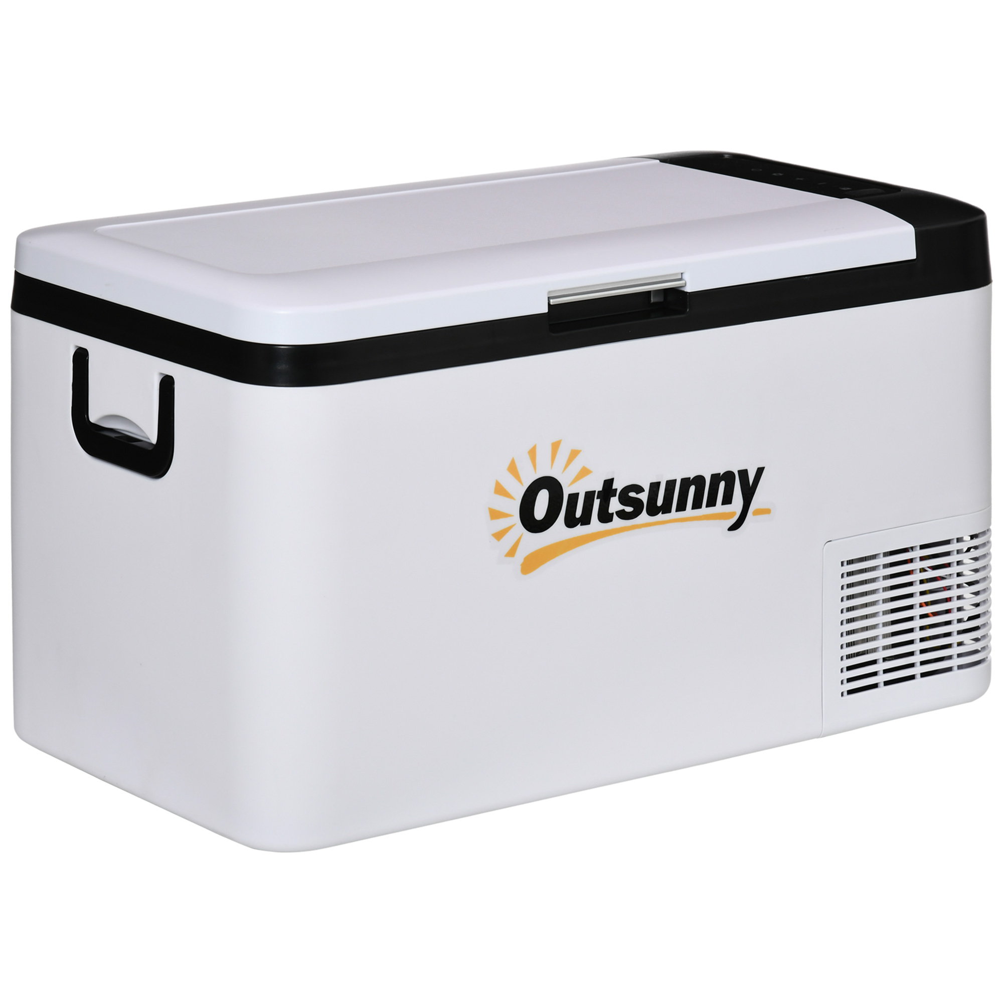 Outsunny 12v Car Refrigerator W/ Led Light & Foldable Handles, 25l Portable Compressor Cooler, Fridge Freezer For Campervan Rv Boat Travel