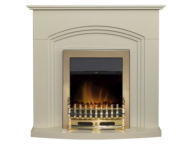 Adam Truro Fireplace In Cream With Blenheim Electric Fire In Brass, 41 Inch