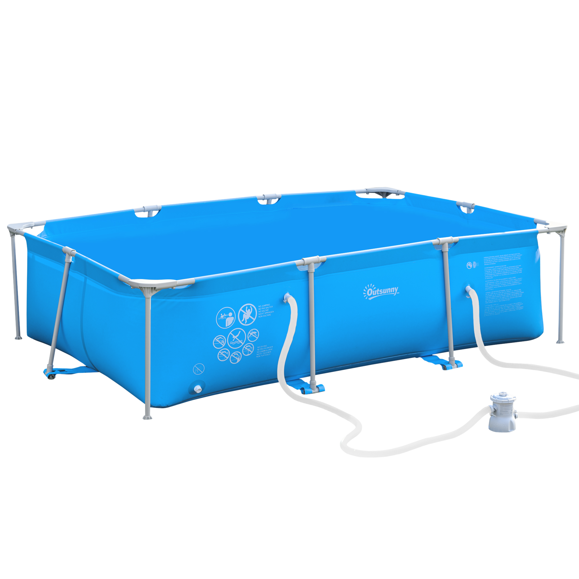 Outsunny Steel Frame Pool With Filter Pump And Filter Cartridge Rust Resistant Above Ground Pool With Reinforced Sidewalls, 252 X 152 X 65cm, Blue