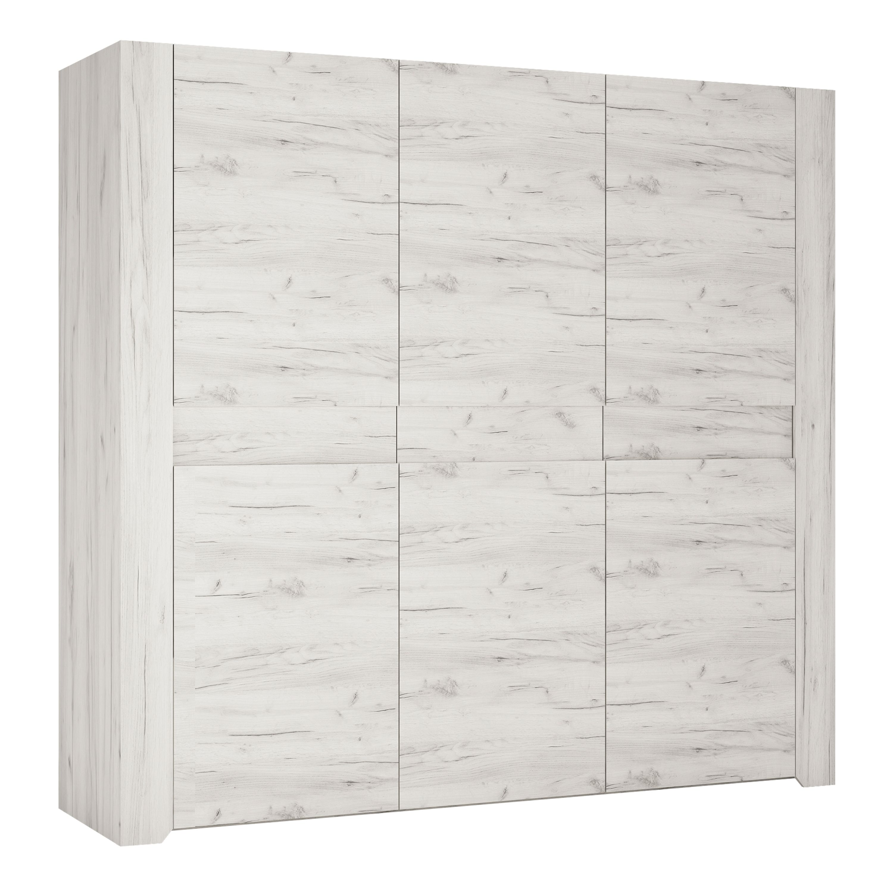 Angel 3 Door Wardrobe In White Craft Oak