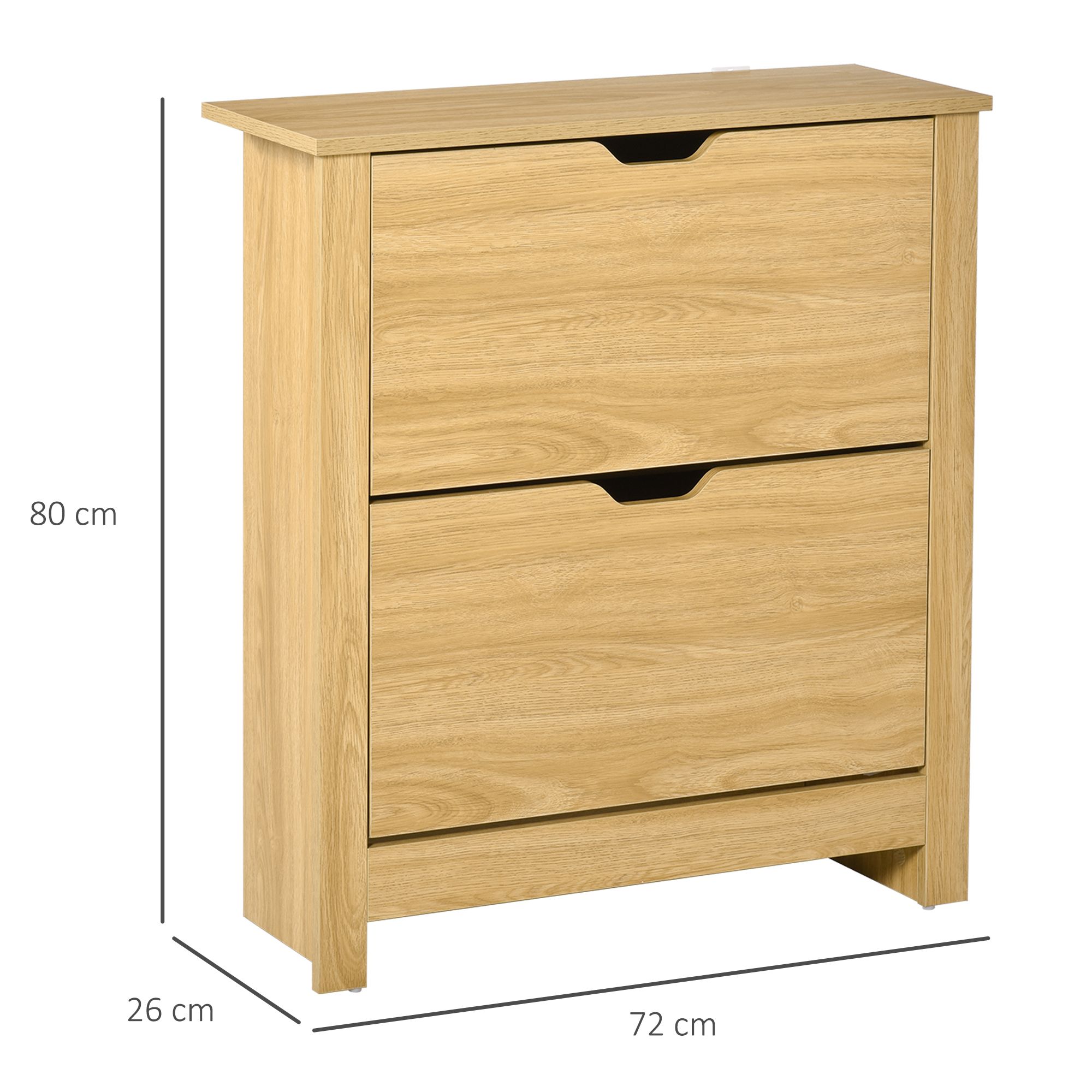 Homcom 12-Shoe Storage Cabinet 4 Shelves 2 Drawers 4 Protective Legs Modern Stylish Unit Home Furniture Brown