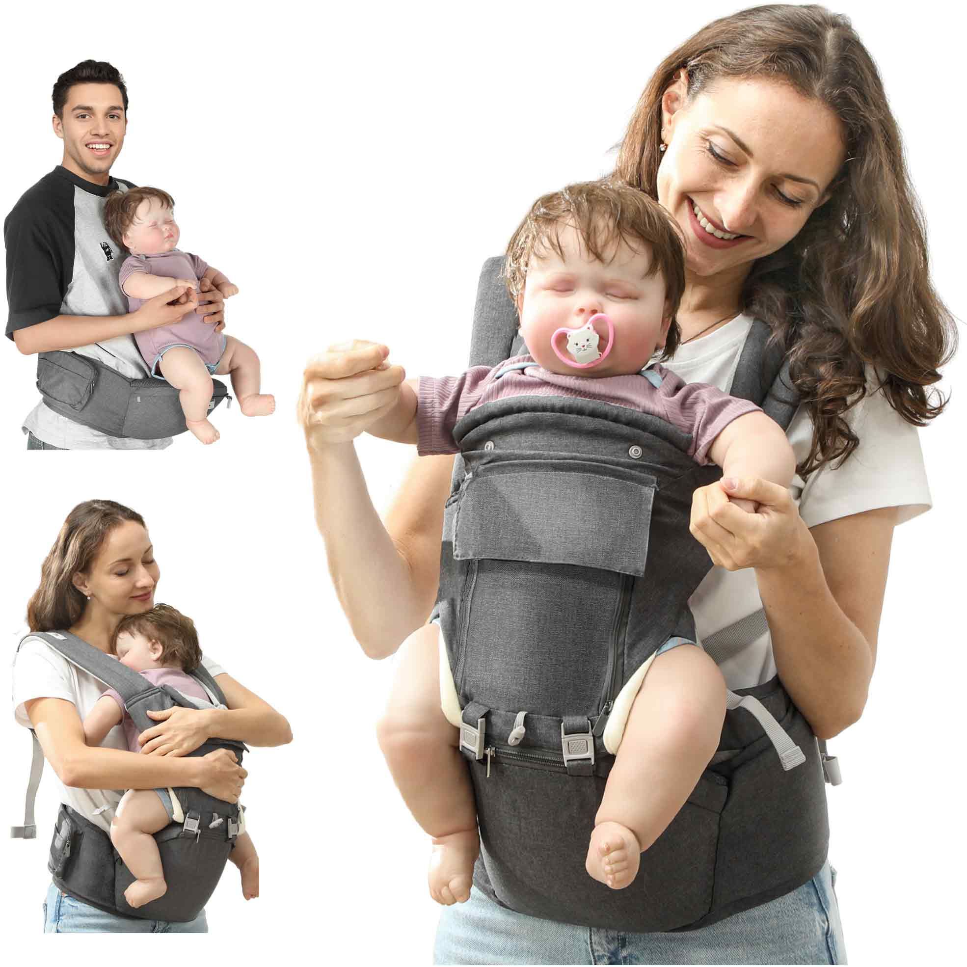 Aiyaplay 6 In 1 Baby Carrier Newborn To Toddler With Removable Seat For 0-36 Months, Up To 15kg, Grey