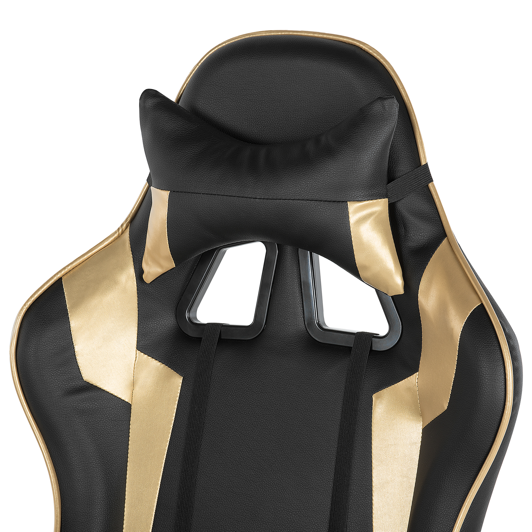 Gaming Chair Black And Gold Pu Leather Swivel Adjustable Height