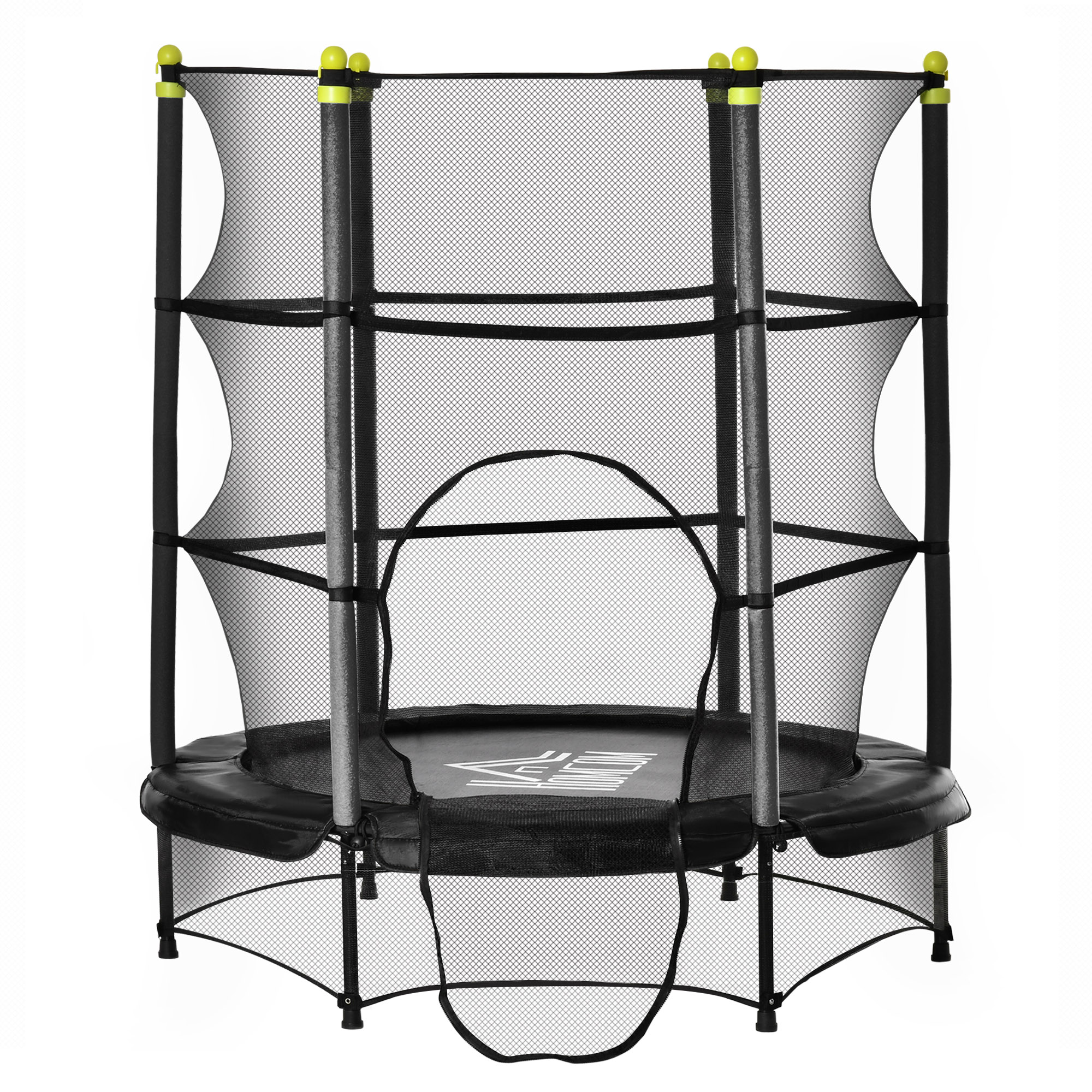 Homcom 5.2ft Kids Trampoline With Safety Enclosure, Toddler Trampoline For Ages 3-10 Years, Black