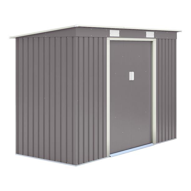 Trentvale 8 X 4 Metal Pent Shed - Light Grey