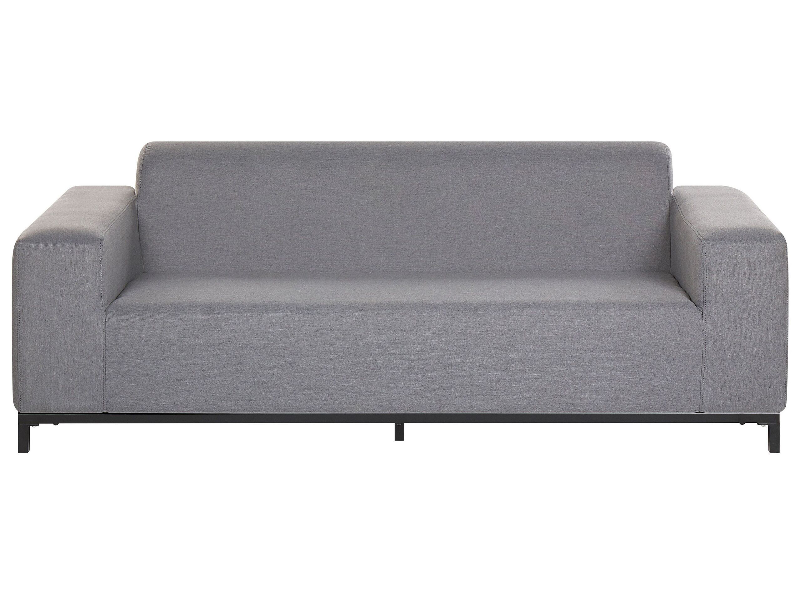 Garden Sofa Grey Fabric Upholstery Black Aluminium Legs Furniture Weather Resistant Outdoor