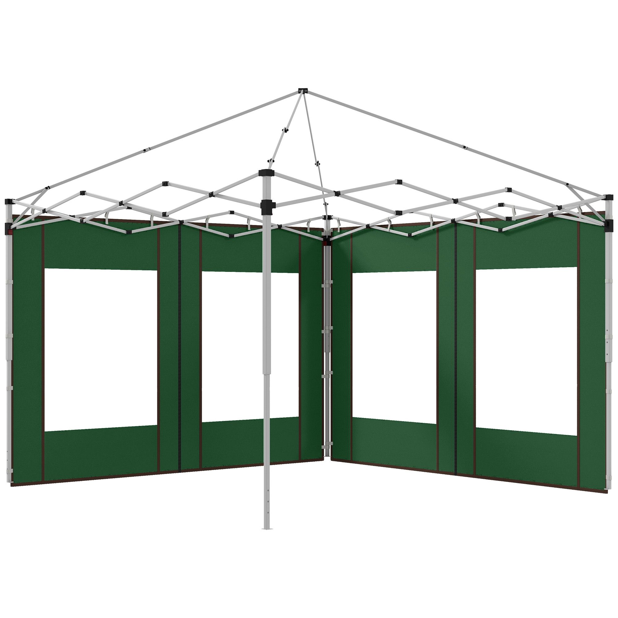 Outsunny Gazebo Side Panels, 2 Pack Sides Replacement, For 3x3(m) Or 3x6m Pop Up Gazebo, With Doors And Windows, Green