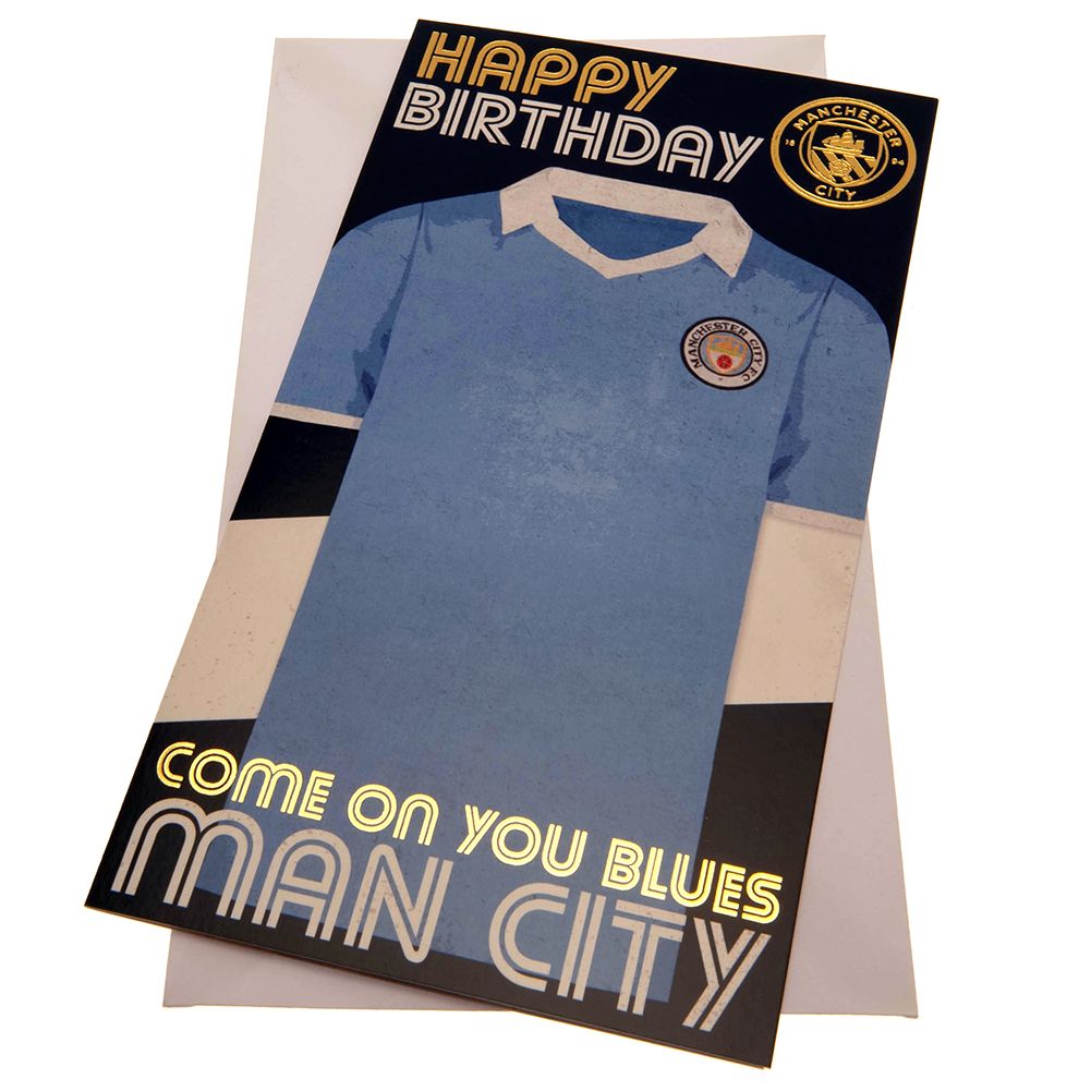 Manchester City Fc Retro Shirt Birthday Card