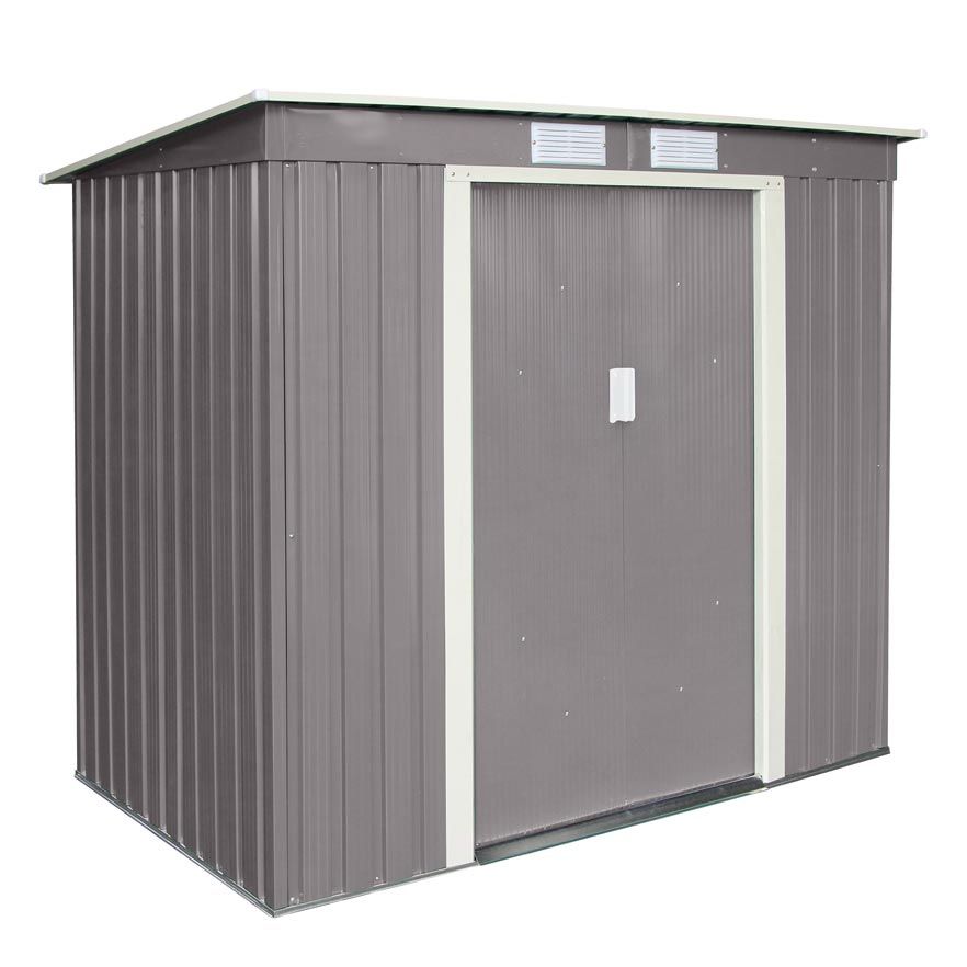 Trentvale 6 X 4 Metal Pent Shed - Light Grey