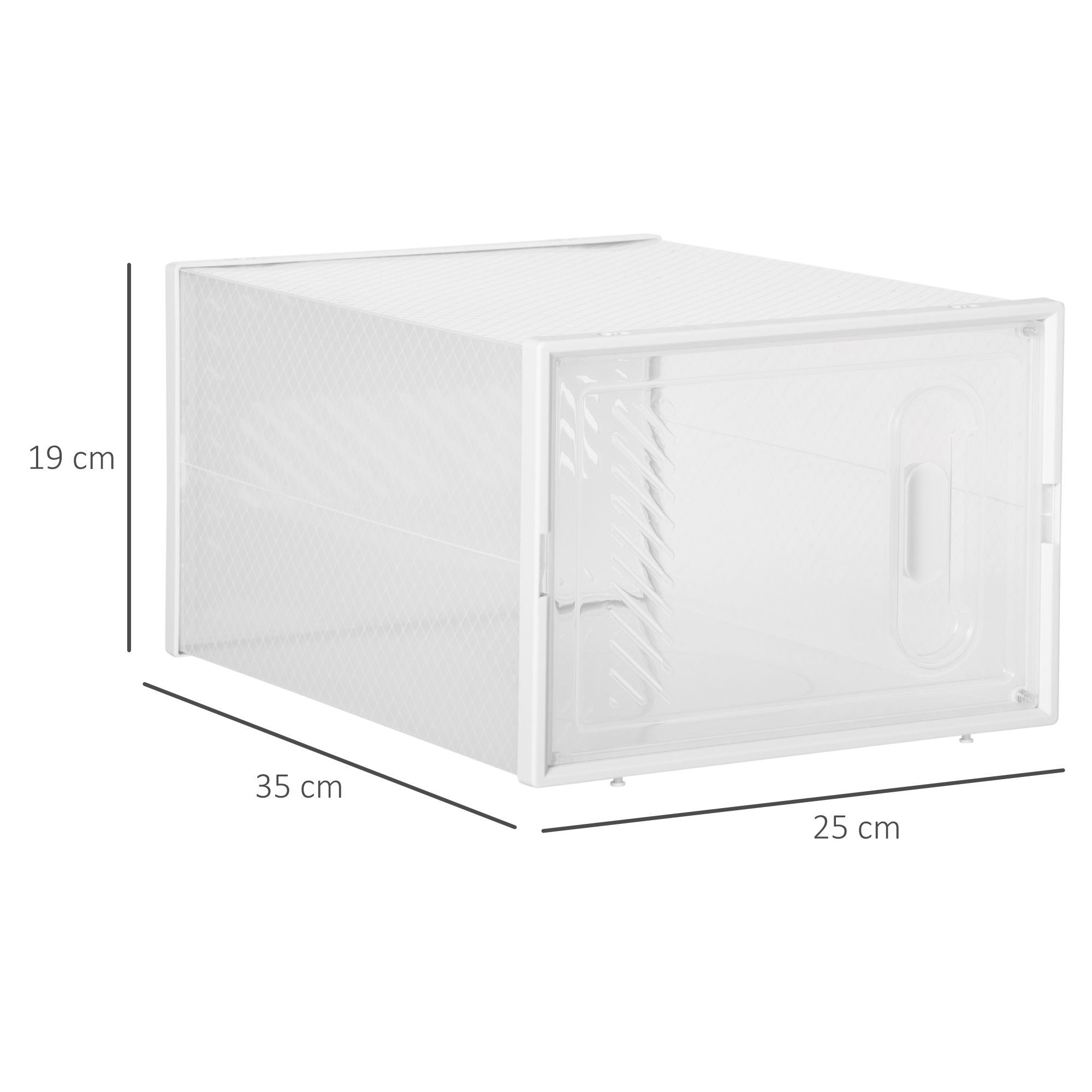Homcom Portable Shoe Storage Cabinet, Cube Storage Organizer For Uk/Eu Size Up To 43 With Magnetic Door For Women/Men, 25 X 35 X 19Cm, Clear And White