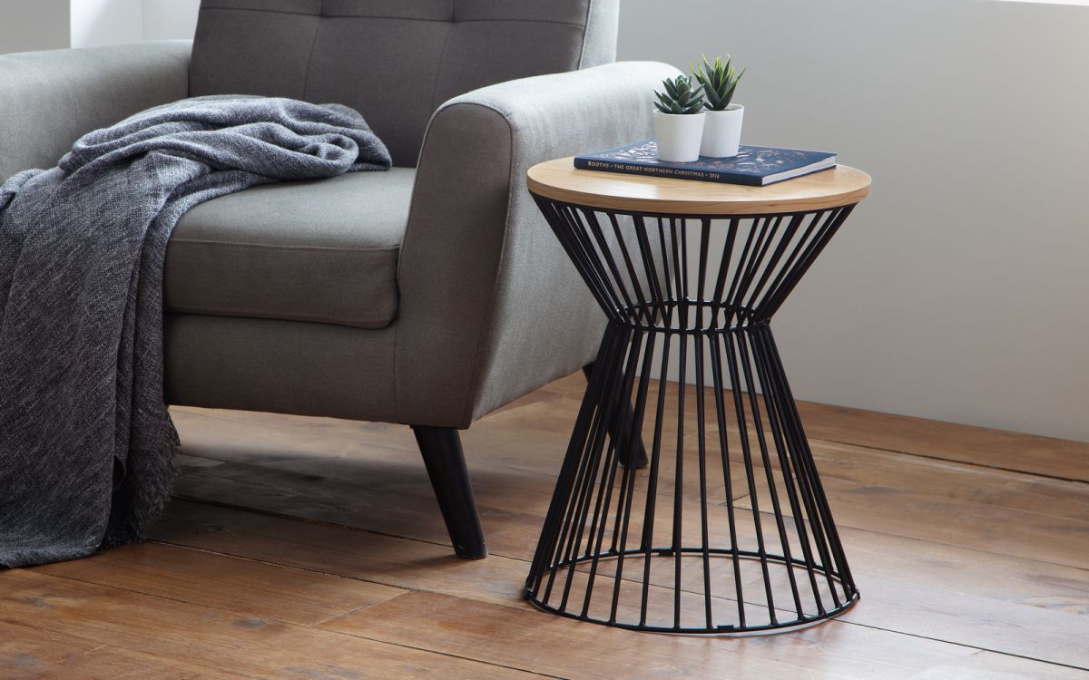 Jersey Round Wire Lamp Table - Euro Oak