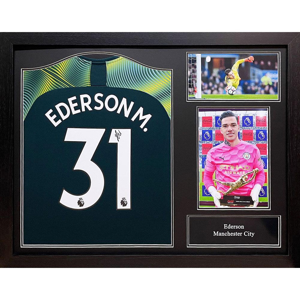 Manchester City Fc Ederson Signed Shirt (framed)