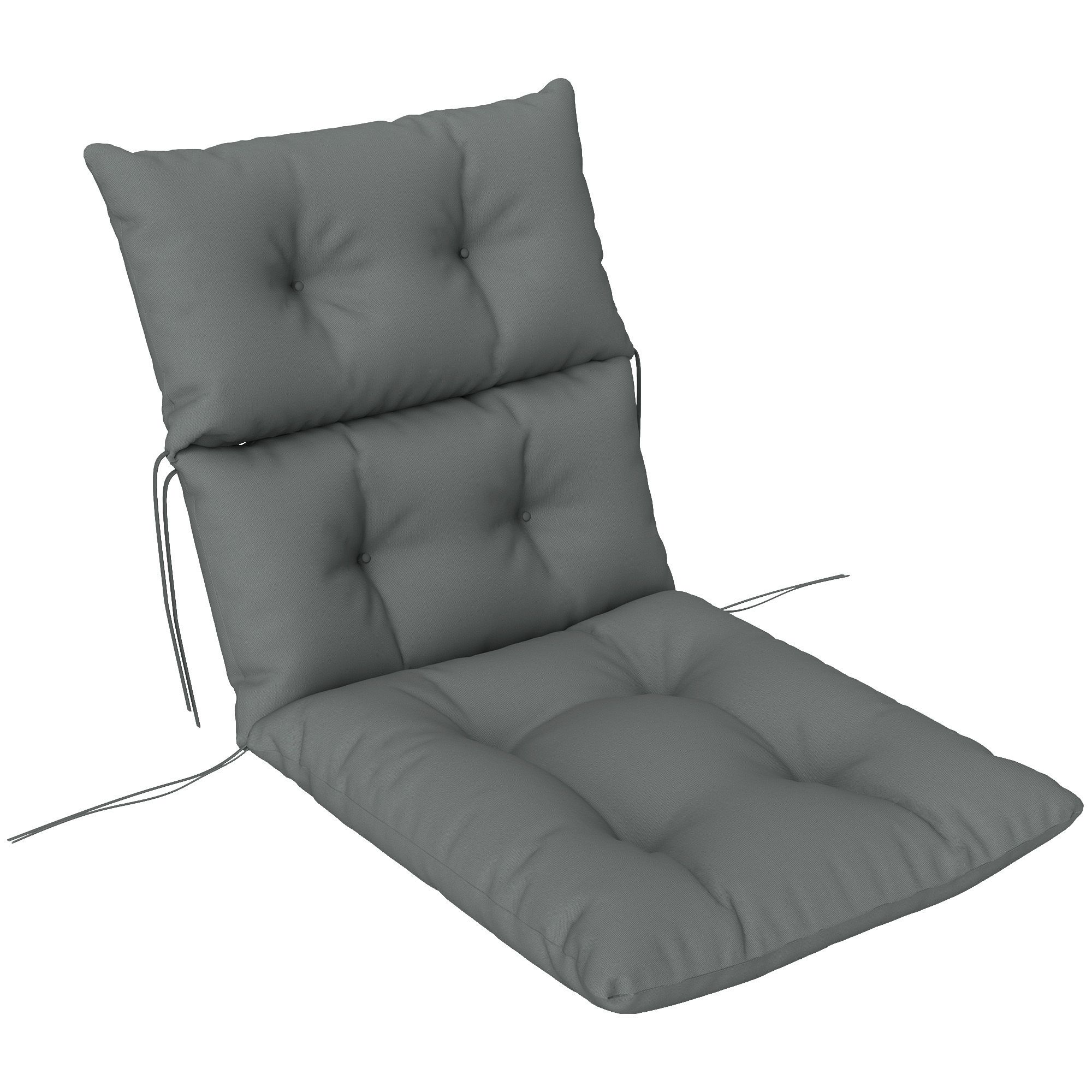 Outsunny Tufted Adirondack Chair Cushion, Thick Garden Seat Cushion Pad With Backrest, Rocking Chair Cushion With Ties For Outdoor And Indoor Use, Lig