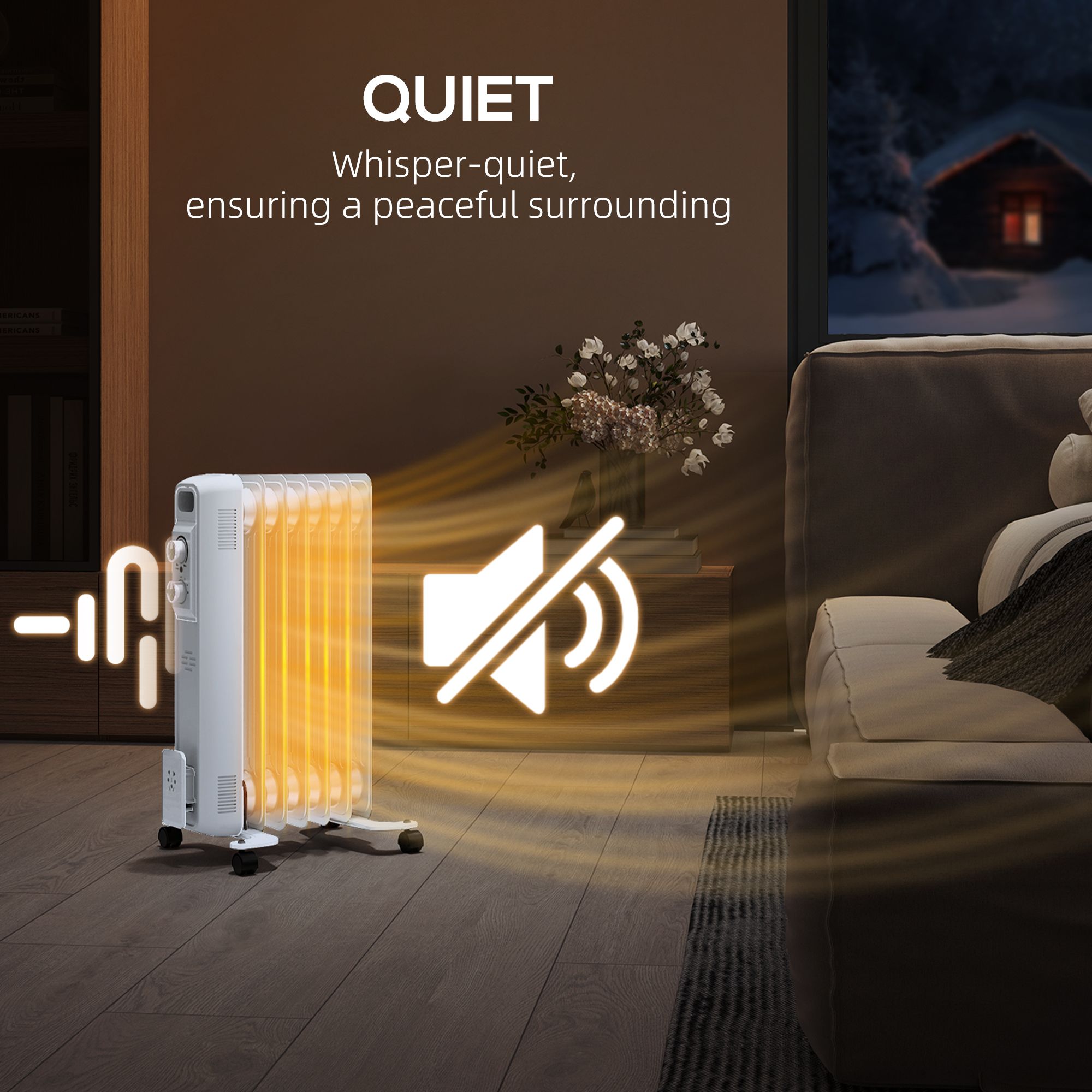 Homcom 1500w Quiet Oil Filled Radiator, 7 Fin Energy Efficient Portable Electric Heater With 3 Heat Settings, Adjustable Temperate, Safety Tip Over, O