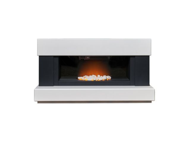 Adam Verona Fireplace Suite In Pure White & Charcoal Grey, 48 Inch