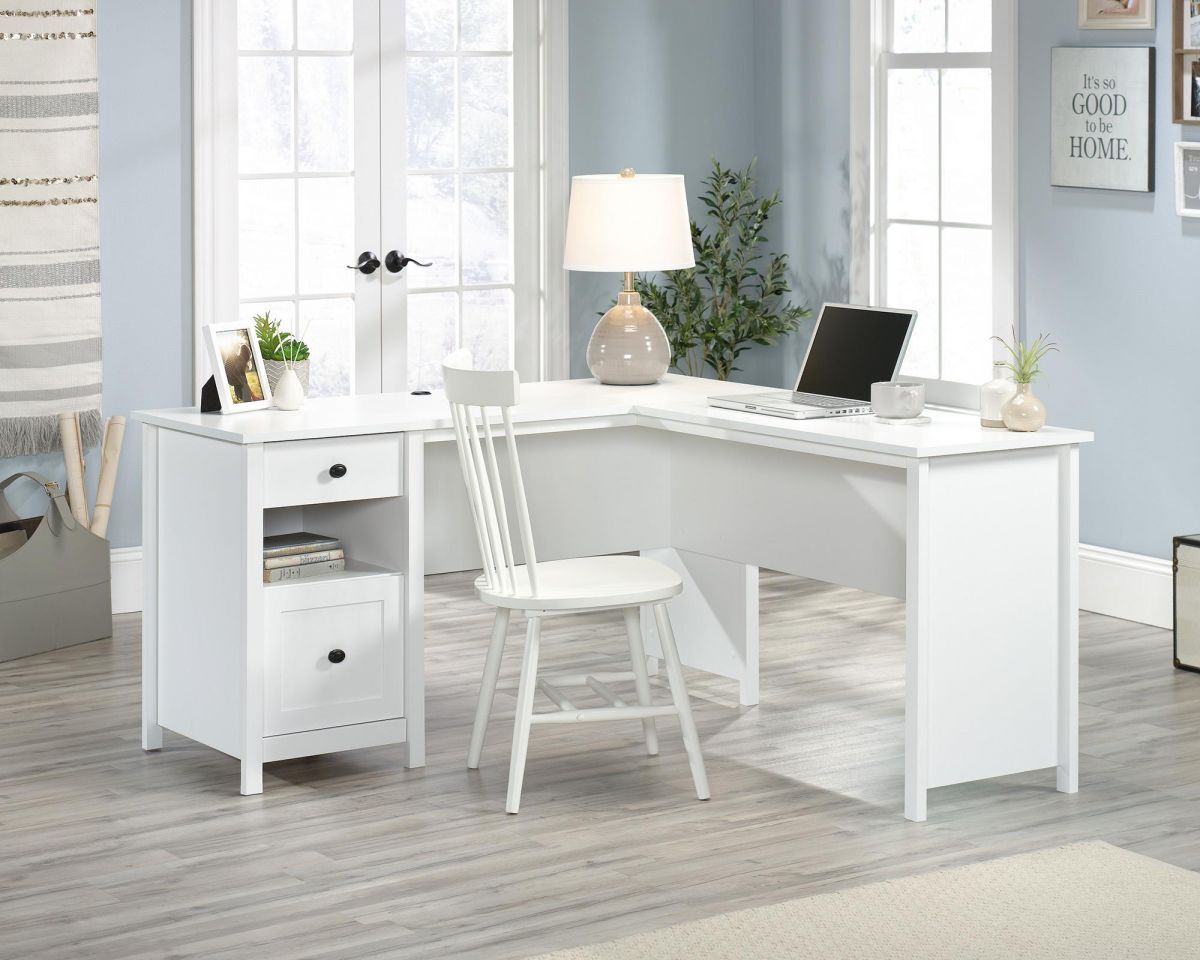 White Home Study L-shaped Desk