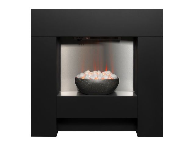 Adam Cubist Electric Fireplace Suite In Textured Black, 36 Inch