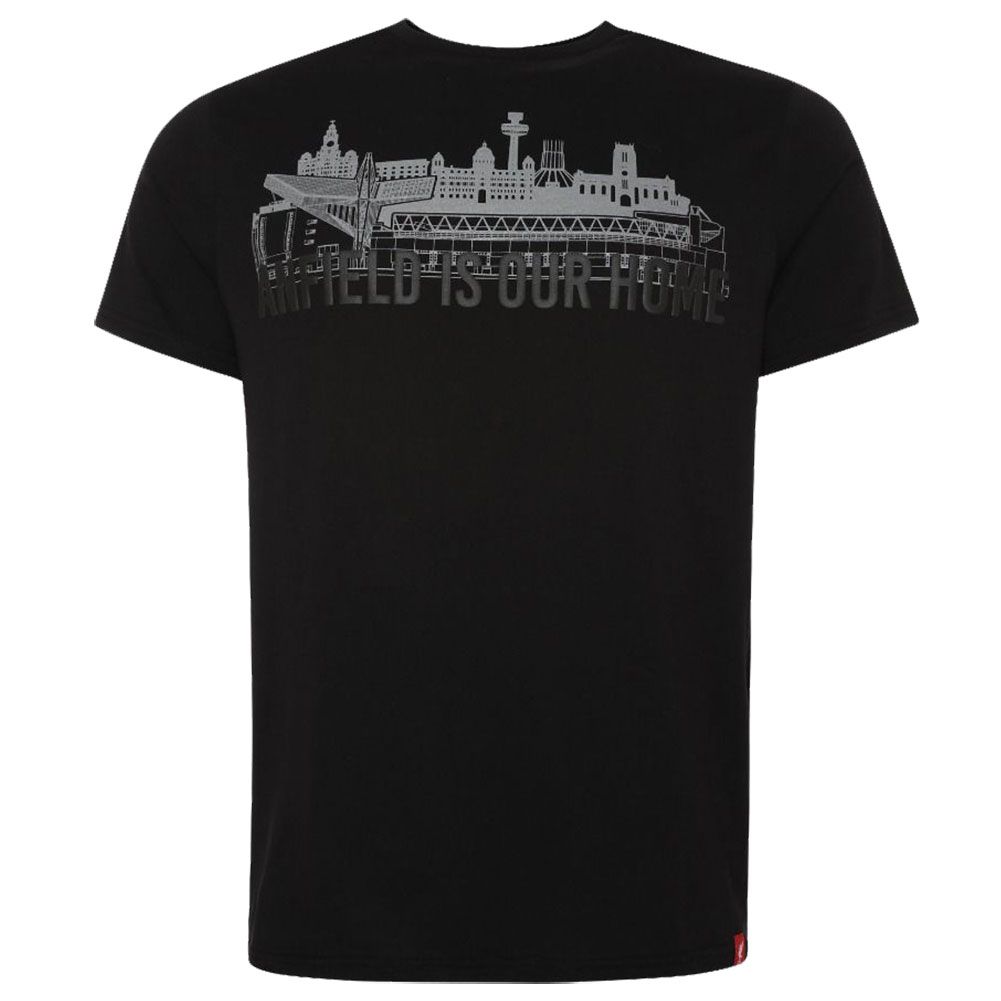 Liverpool Fc Anfield Skyline T Shirt Mens Black Small