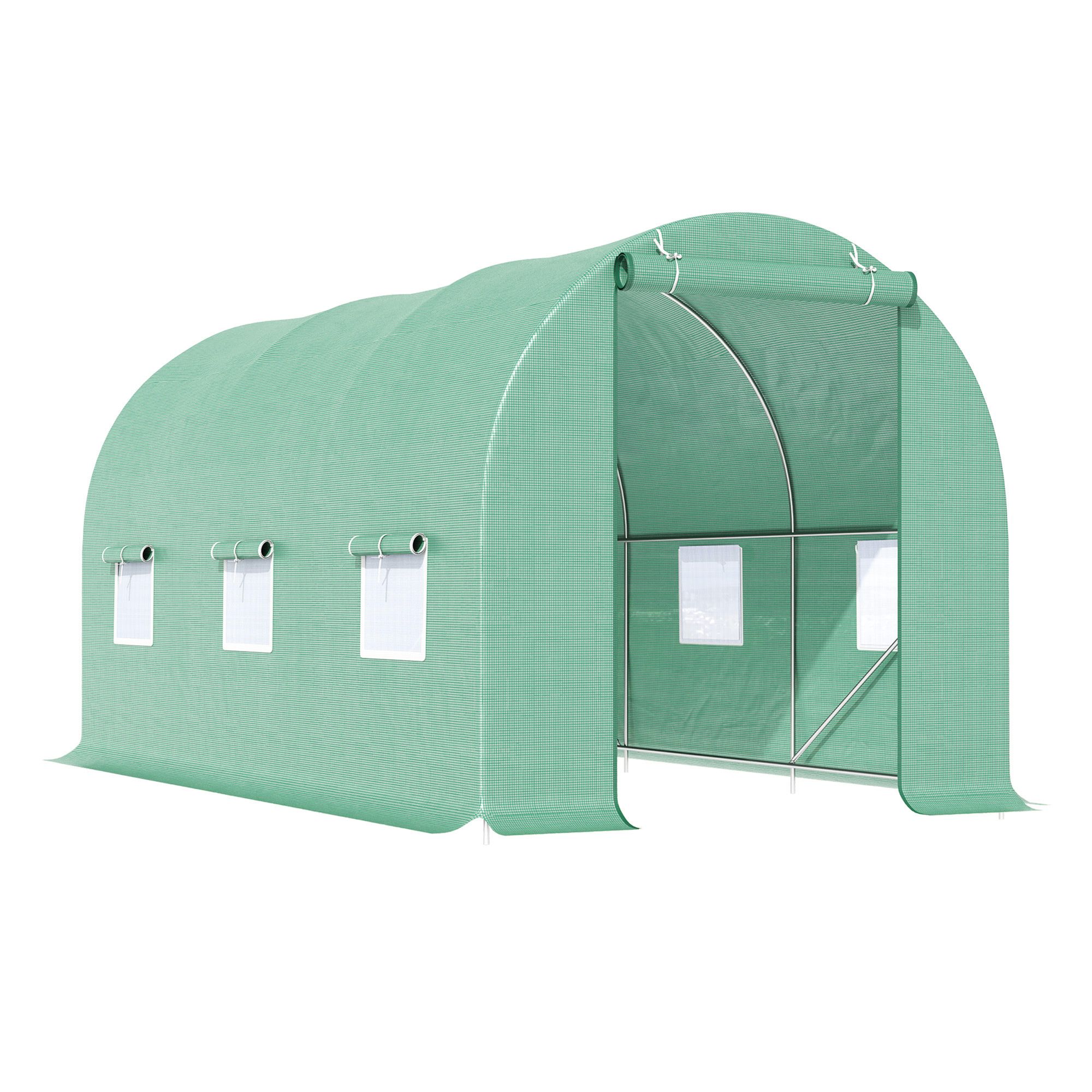 Outsunny 4.5m X 2m X 2m Walk-in Tunnel Greenhouse Garden Plant Growing House With Door And Ventilation Window, Green