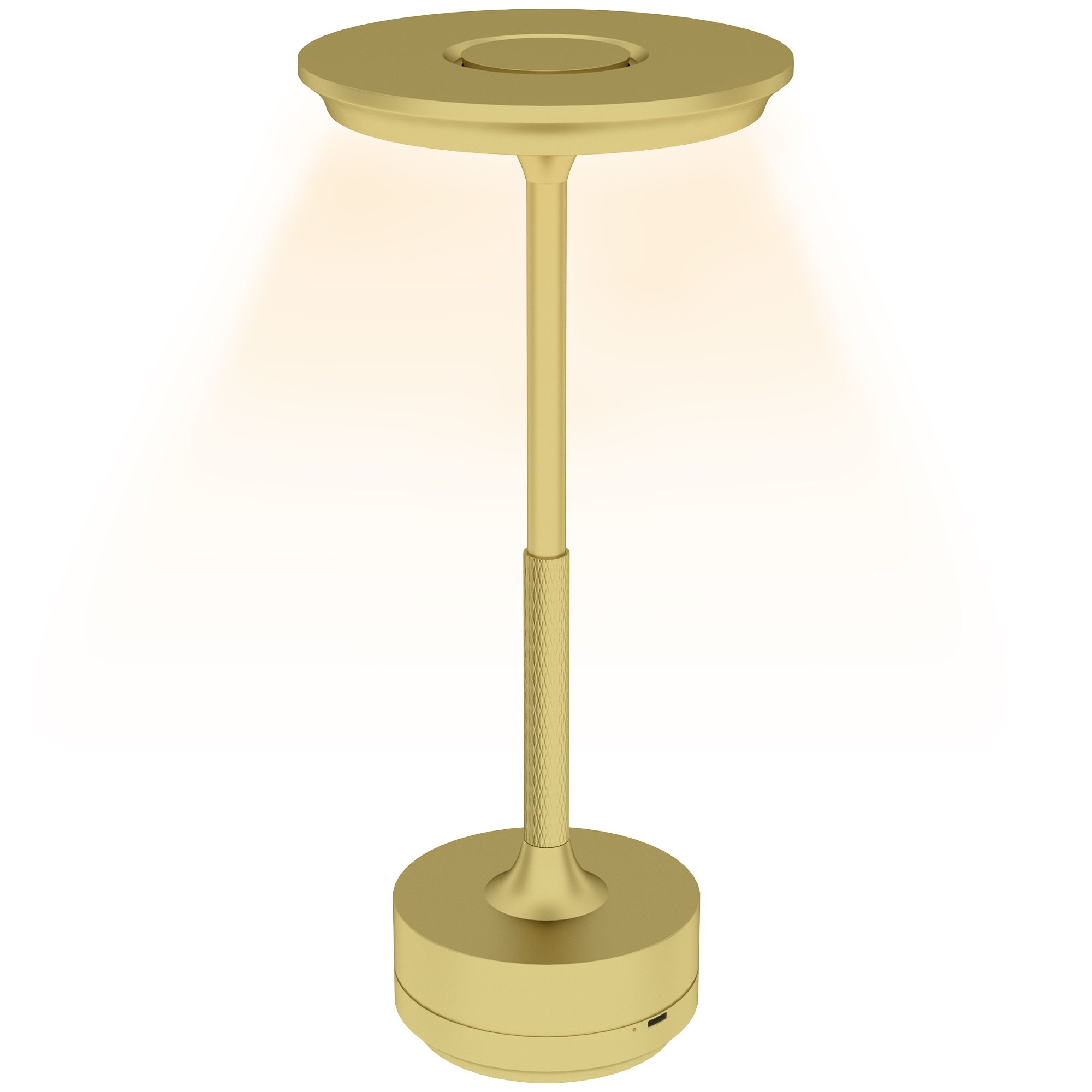 Homcom Cordless Table Lamp, Touch Led Desk Lamp With 4000Mah Rechargeable Battery, 3 Colour, For Bedroom Living Room, Gold Tone