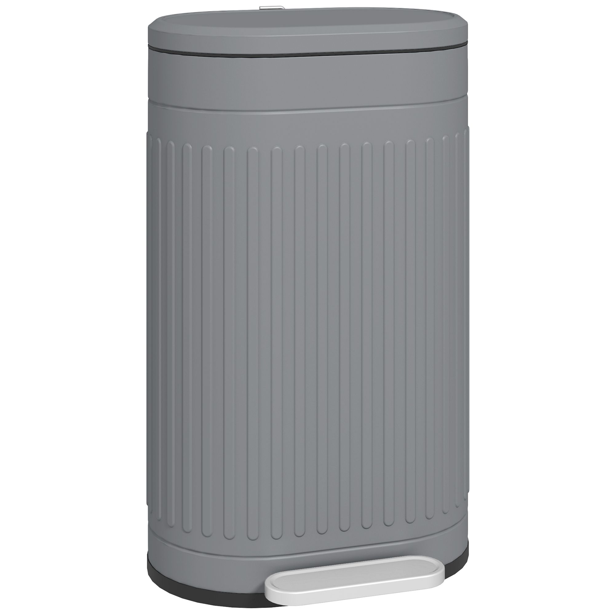 Homcom 30 Litre Pedal Bin, Fingerprint Proof Kitchen Bin With Soft-close Lid, Metal Rubbish Bin With Foot Pedal And Removable Inner Bucket, Grey