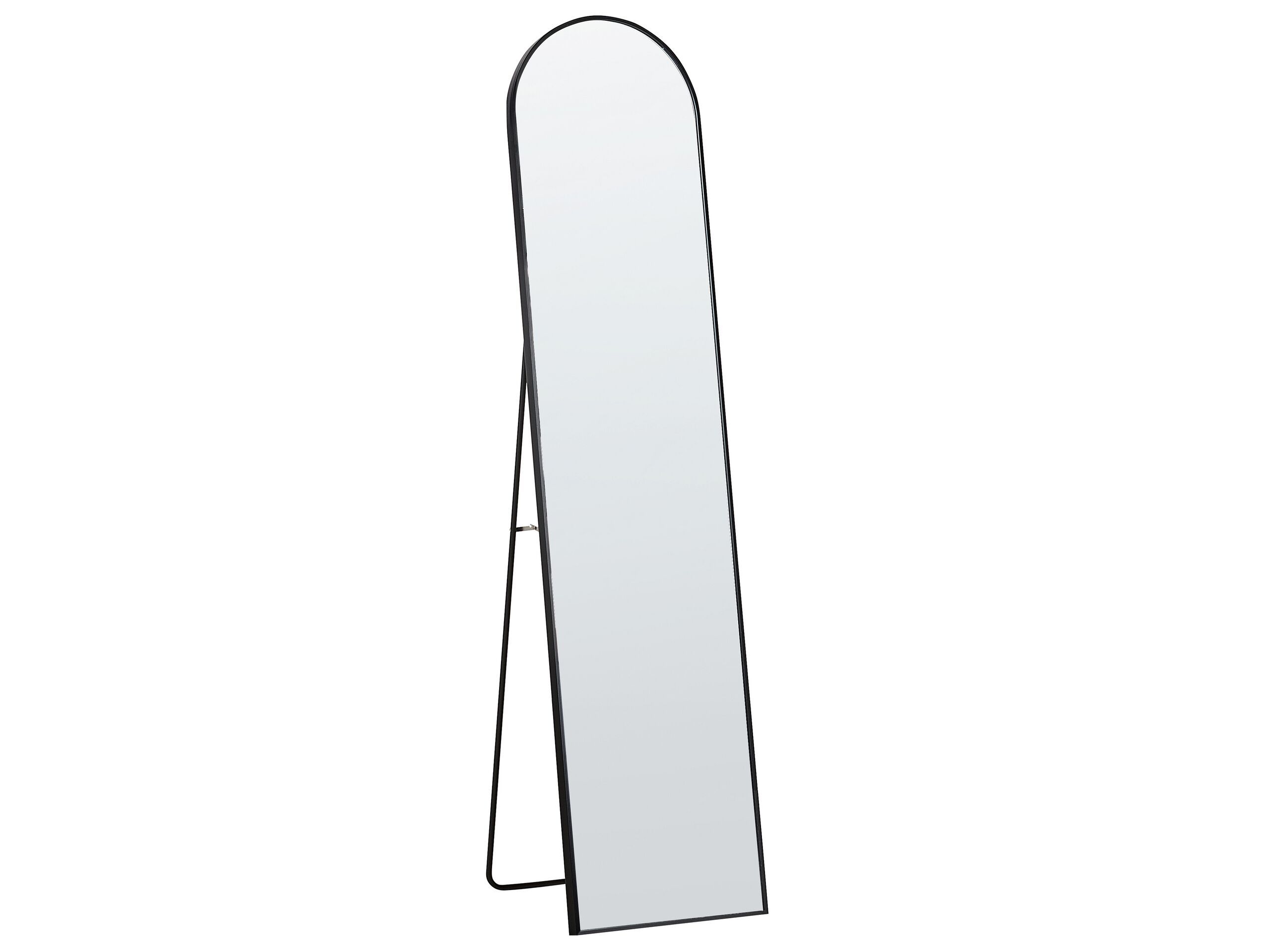 Standing Mirror Black Metal Frame 36 X 150 Cm With Stand Modern Design Framed Full Length