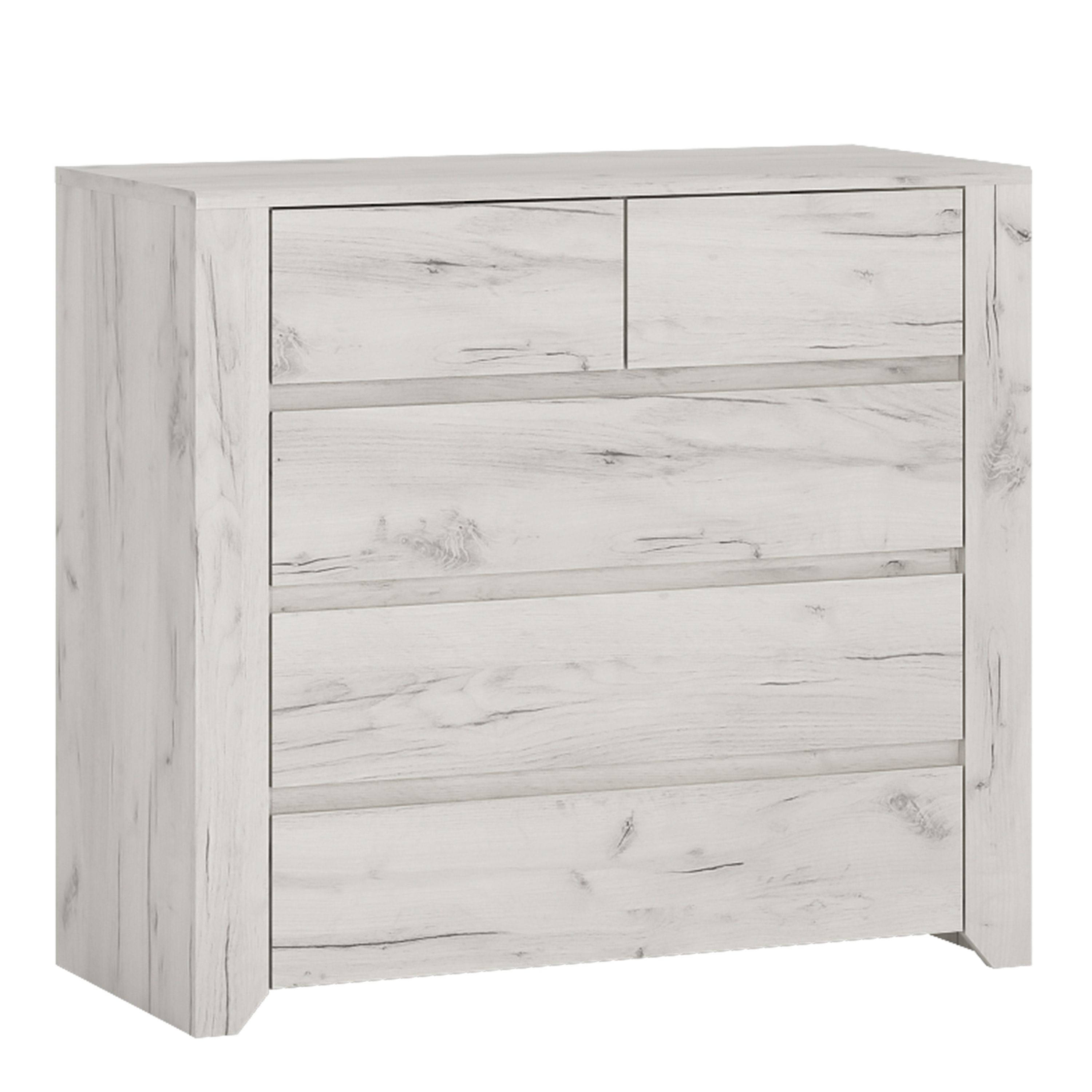 Angel 2+3 Chest Of Drawers In White Craft Oak