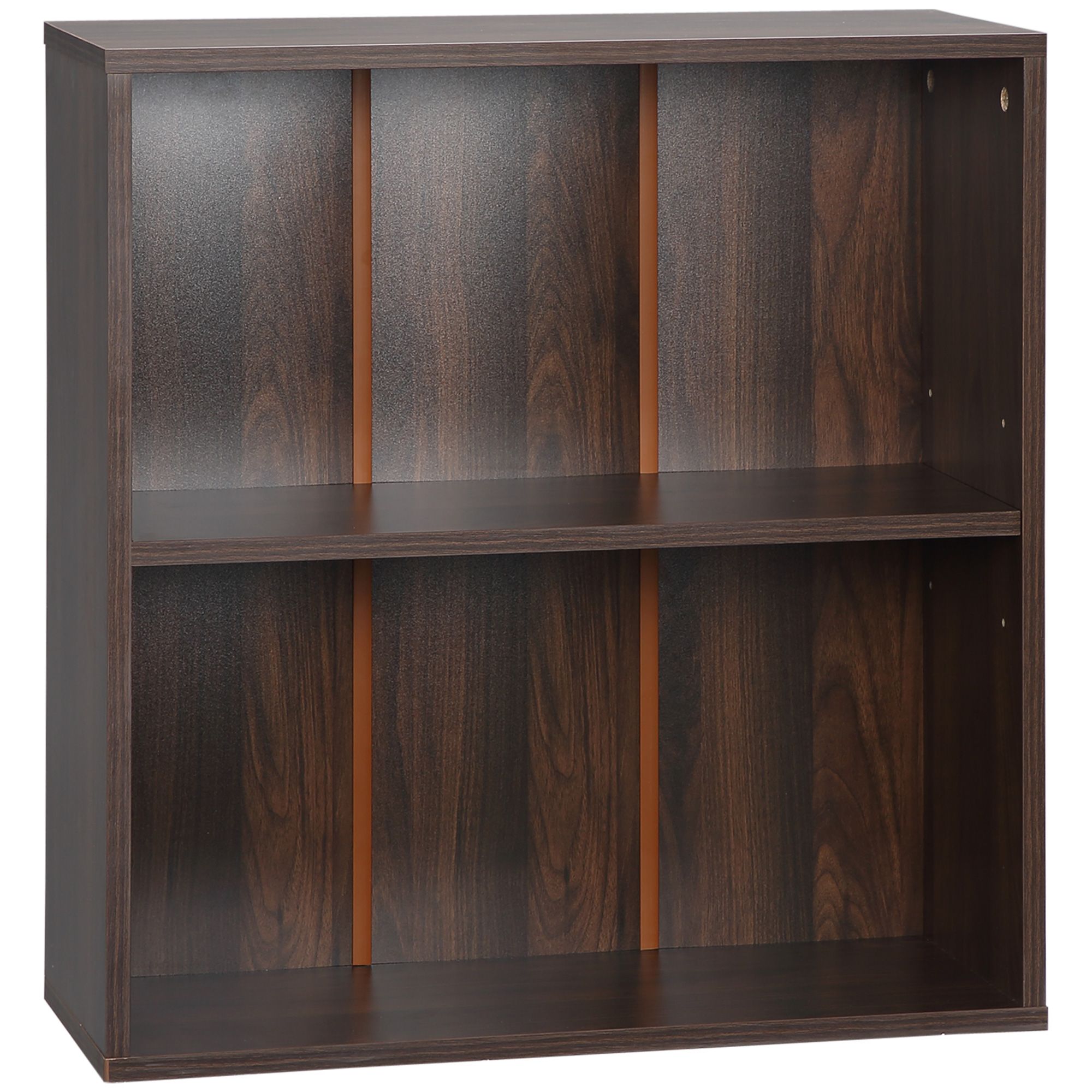 Homcom Wooden 2 Tier Storage Unit Shelf Bookshelf Bookcase Cupboard Cabinet Walnut
