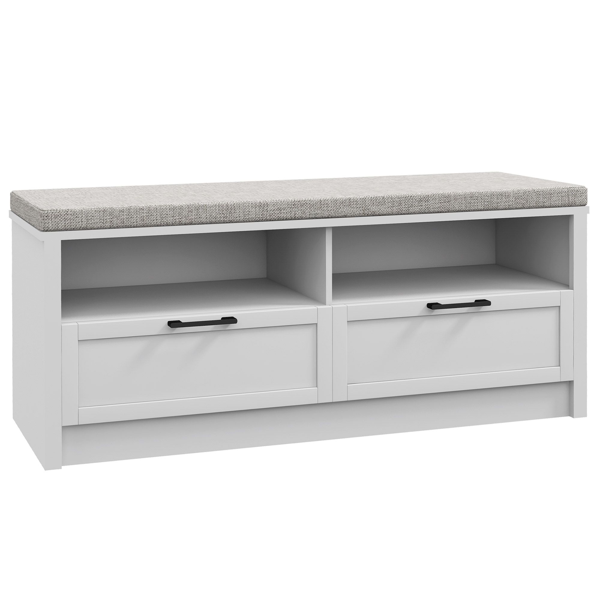 Homcom Shoe Bench With Removable Cushion, Shoe Storage Bench With Padded Seat, Open Compartments And Drawers