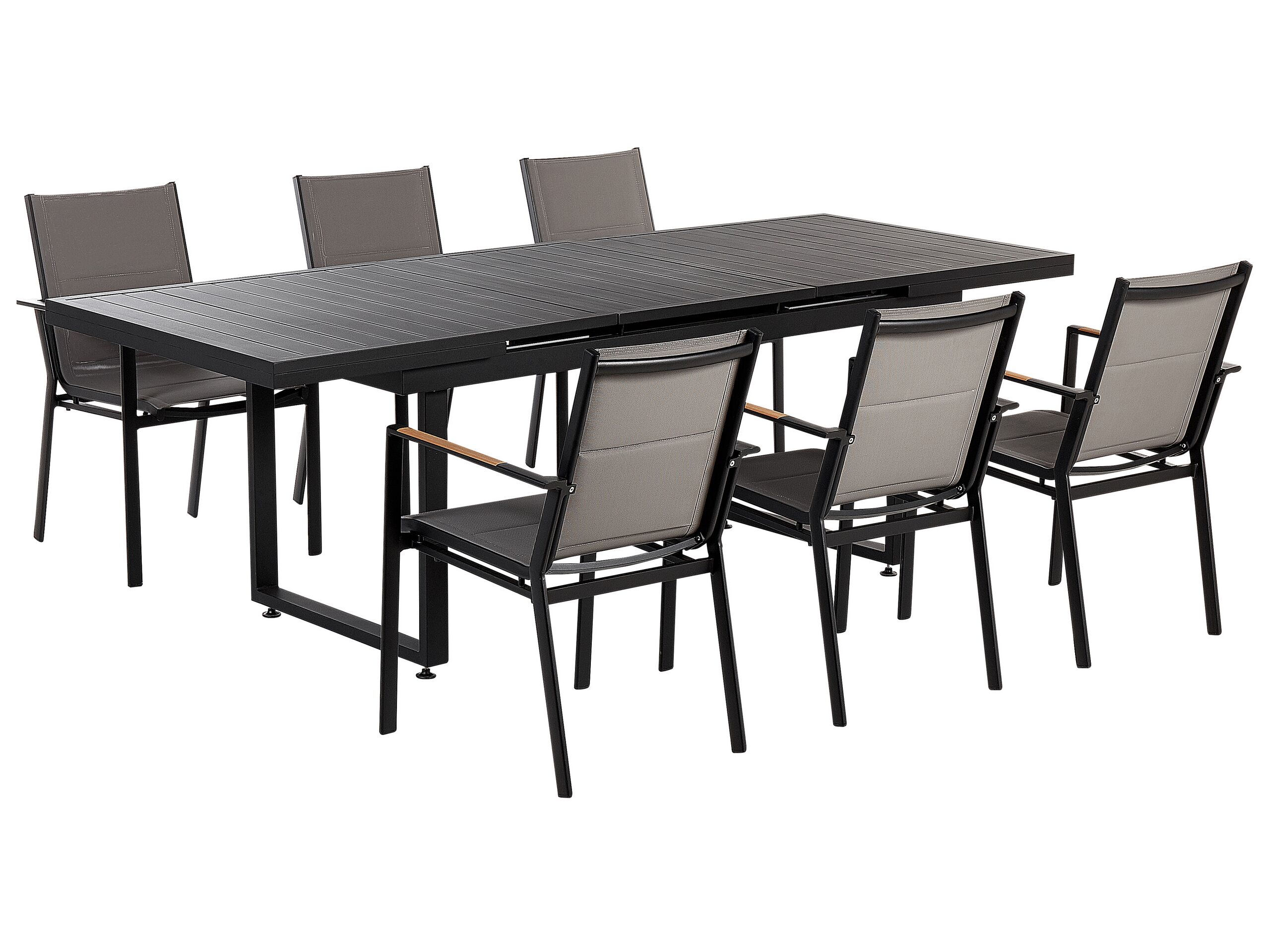 Garden Dining Set Black Extending Table Chairs Outdoor 6 Seater Aluminium Beliani