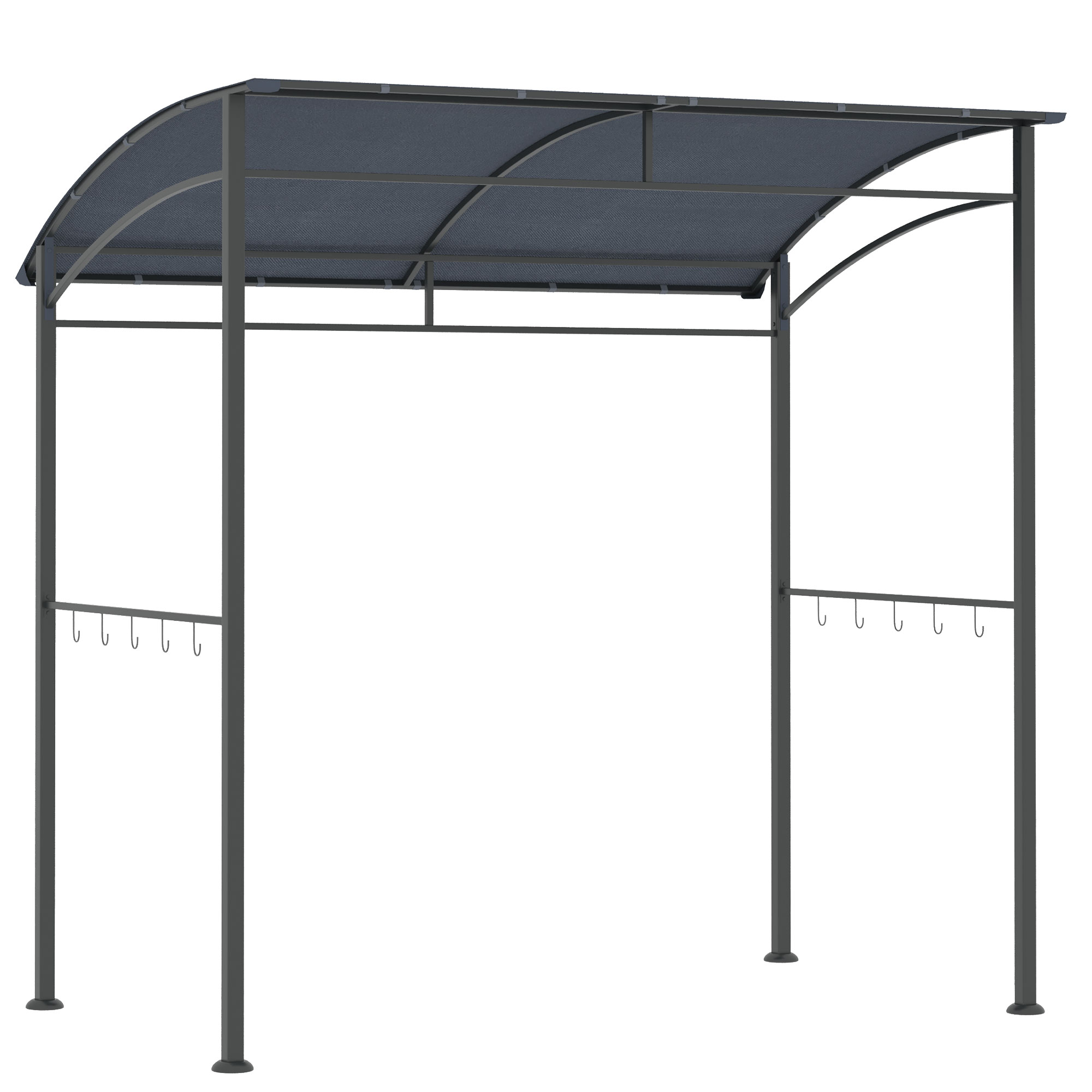 Outsunny 2m (7ft) Bbq Grill Gazebo Tent Garden Grill Metal Frame And Canopy With Hooks Outdoor Sun Shade, Grey