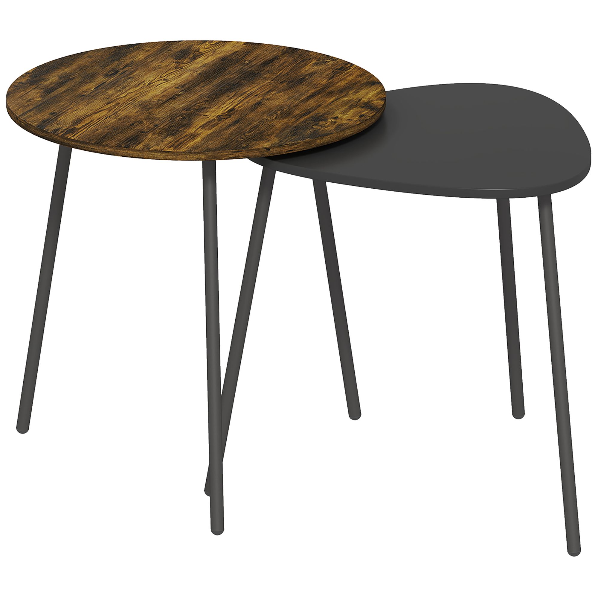Homcom Nesting Side Table Set Of 2 – Rustic Brown