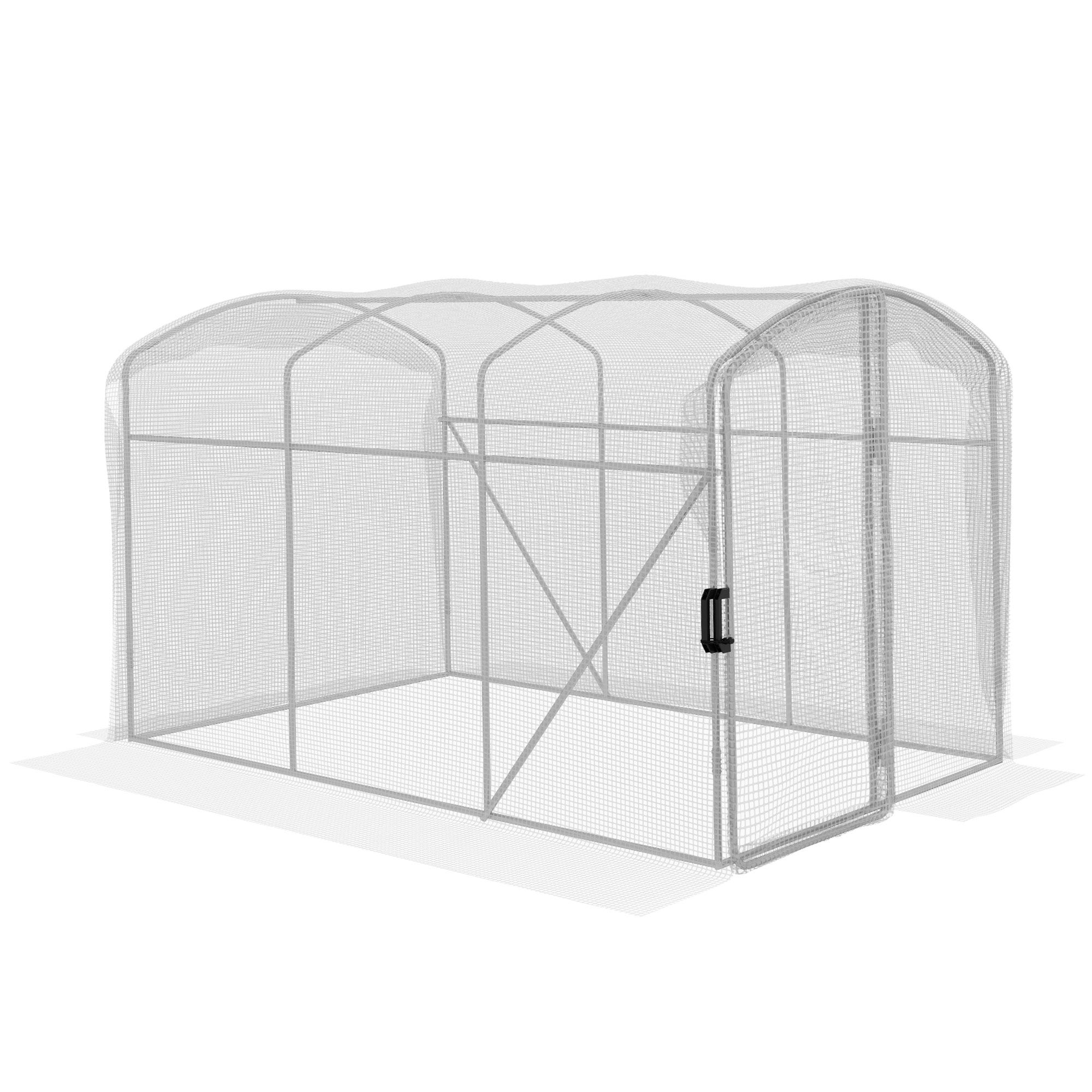 Outsunny Polytunnel Greenhouse Walk-in Grow House With Uv-resistant Pe Cover, Door And Galvanised Steel Frame, 2 X 2 X 2m, White