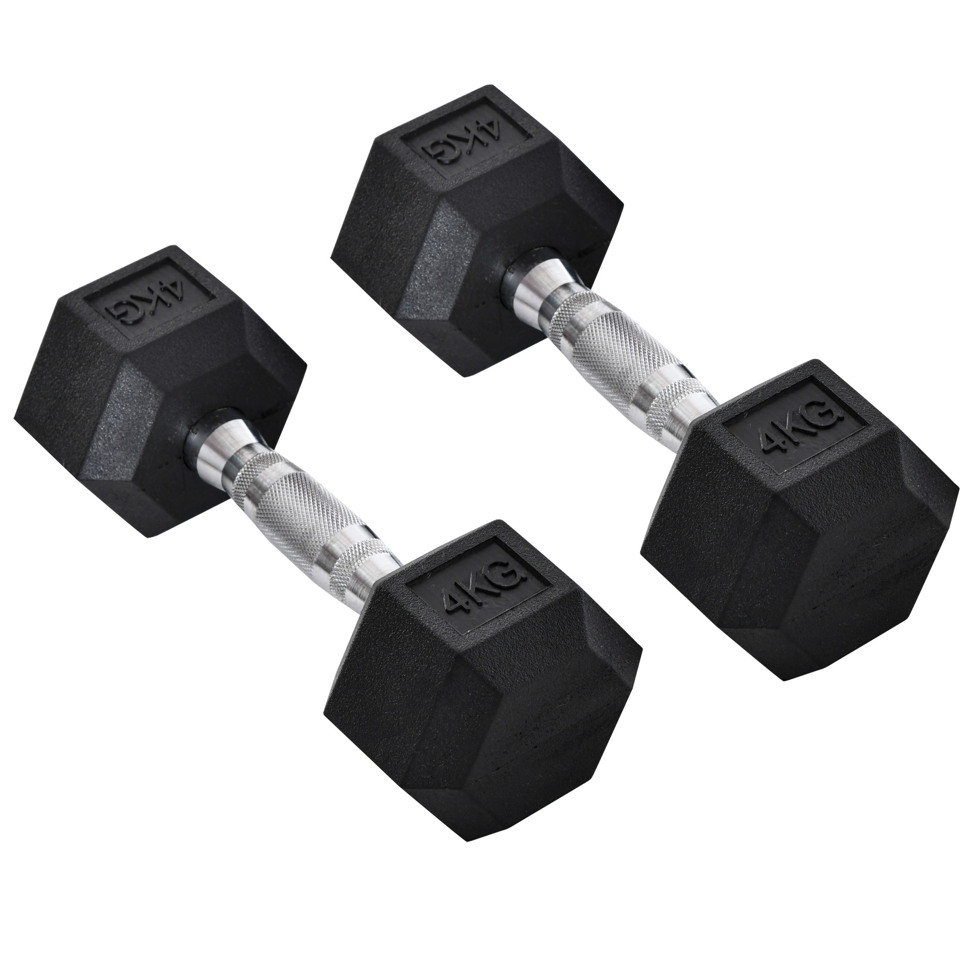 Homcom 2x4kg Rubber Dumbbell Sports Hex Weights Sets Home Gym Fitness Hexagonal Dumbbells Kit Weight Lifting Exercise